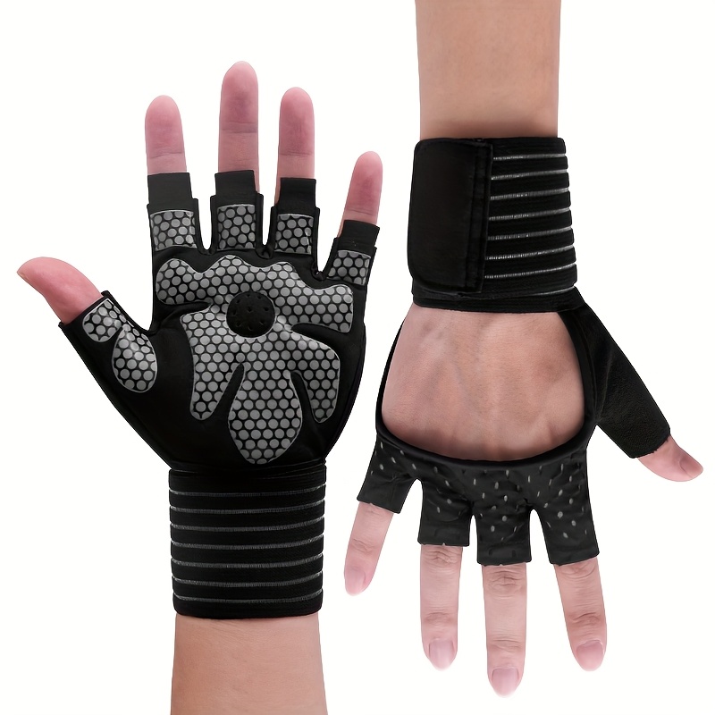 E-shop Atmungsaktive fingerlose Sporthandschuhe für Herren, Halbfingerhandschuhe mit extra Griff für Klettern, Fitness, Schwarz
