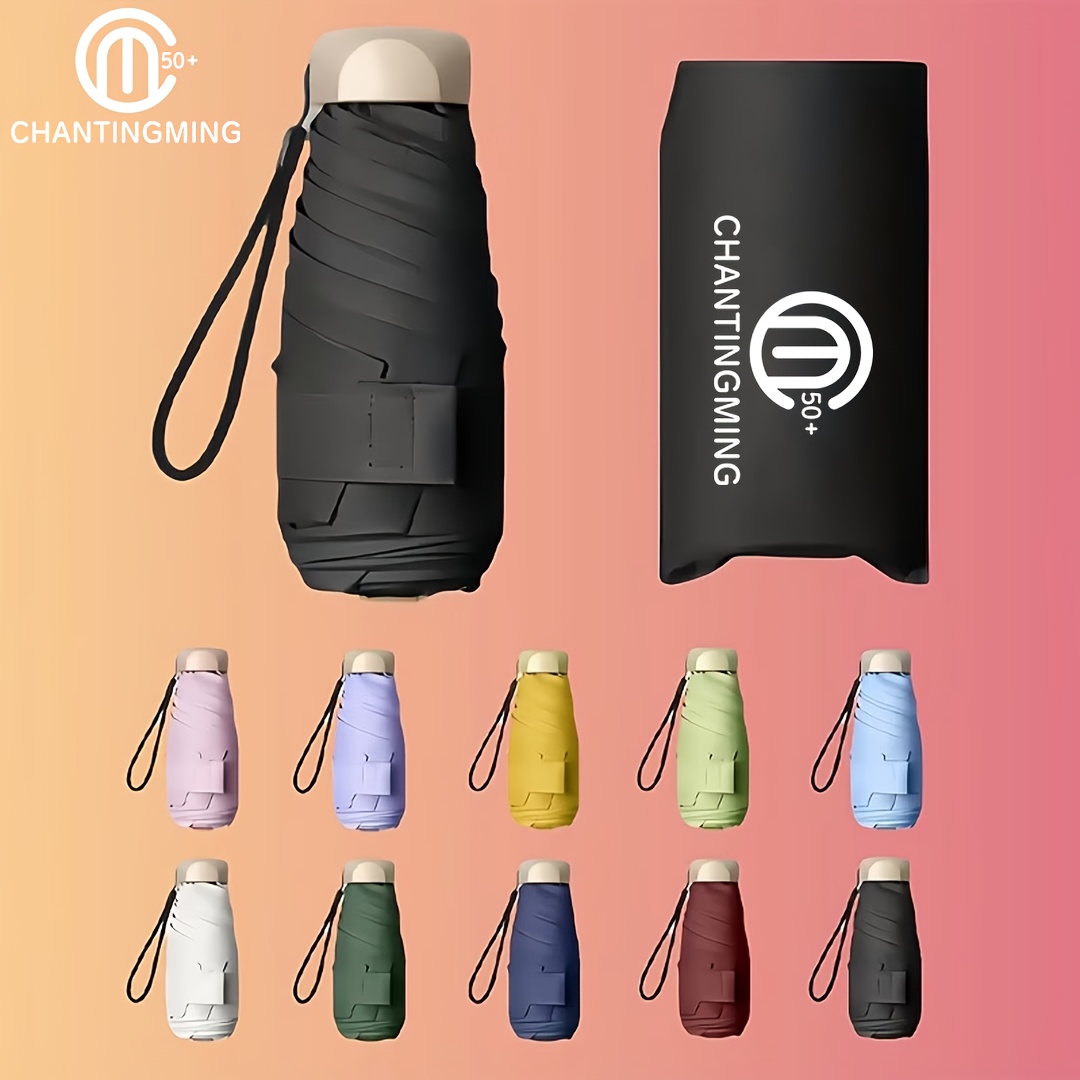     1 piece compact folding umbrella travel umbrella lightweight portable umbrella fashionable mens mini sun umbrella pocket travel umbrella gift for women