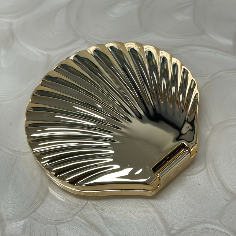 Shell-style Compact Portable Handheld Makeup Mirror, Suitable For -ups And Makeup