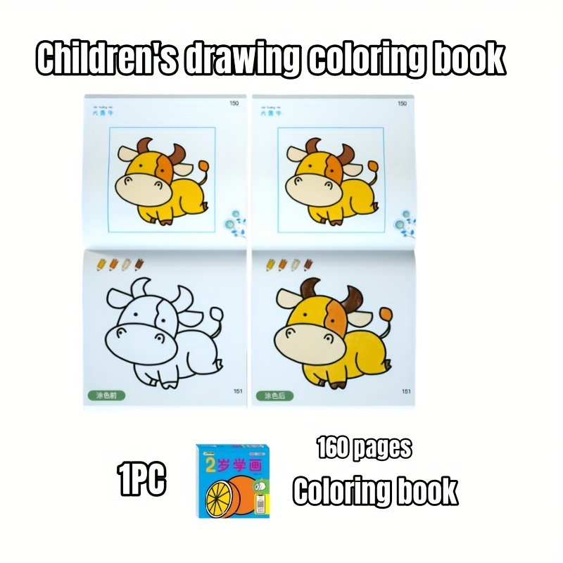 Image of 160-page Drawing Coloring Book, With Animal Illustrations, Ocean Patterns, Etc., Filling Color Exercise Book, Educational Drawing Toys, Summer Party Gifts, Back To School Learning Supplies