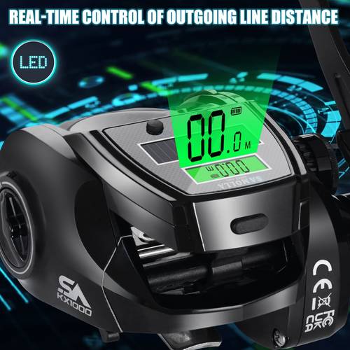 large size electronic fishing reel waterproof baitcasting reel for deep fishing catfishing solar usb charging