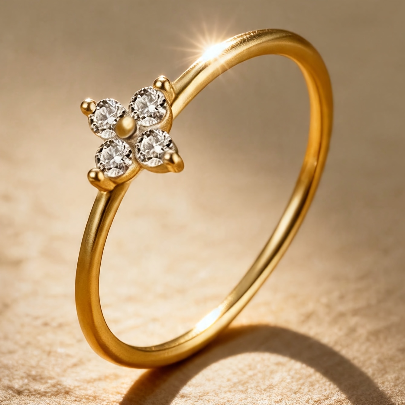 2pcs 18K Golden Plated Ring Set, Women's Daily Wear
