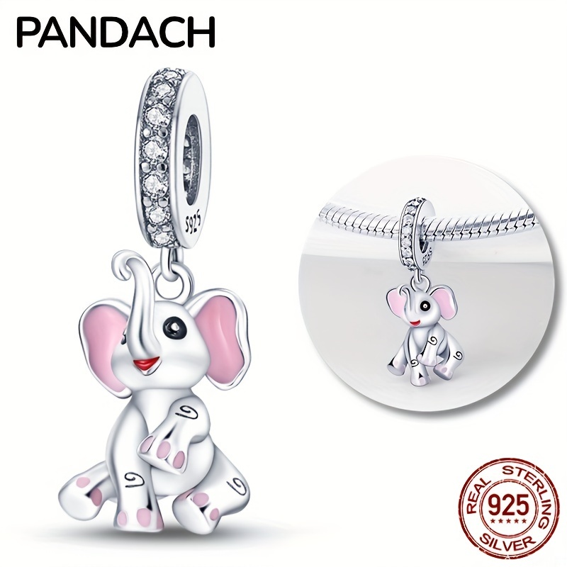 

100% 925 Sterling Silver Lovely Pink Elephant Cute Animal Dangle Charm Perfect For Bracelets & Necklaces Diy Jewelry Making