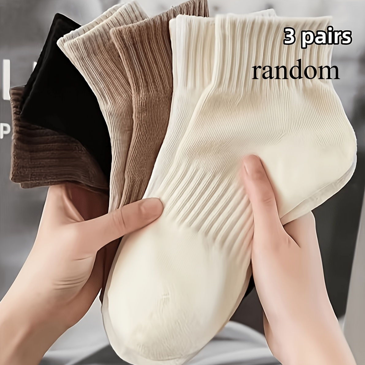 TEMU 3 Pairs Random Mixed And Winter Ins Wind Tube Socks, Versatile High-value Solid Color Socks Trendy Sports Socks Casual Socks
