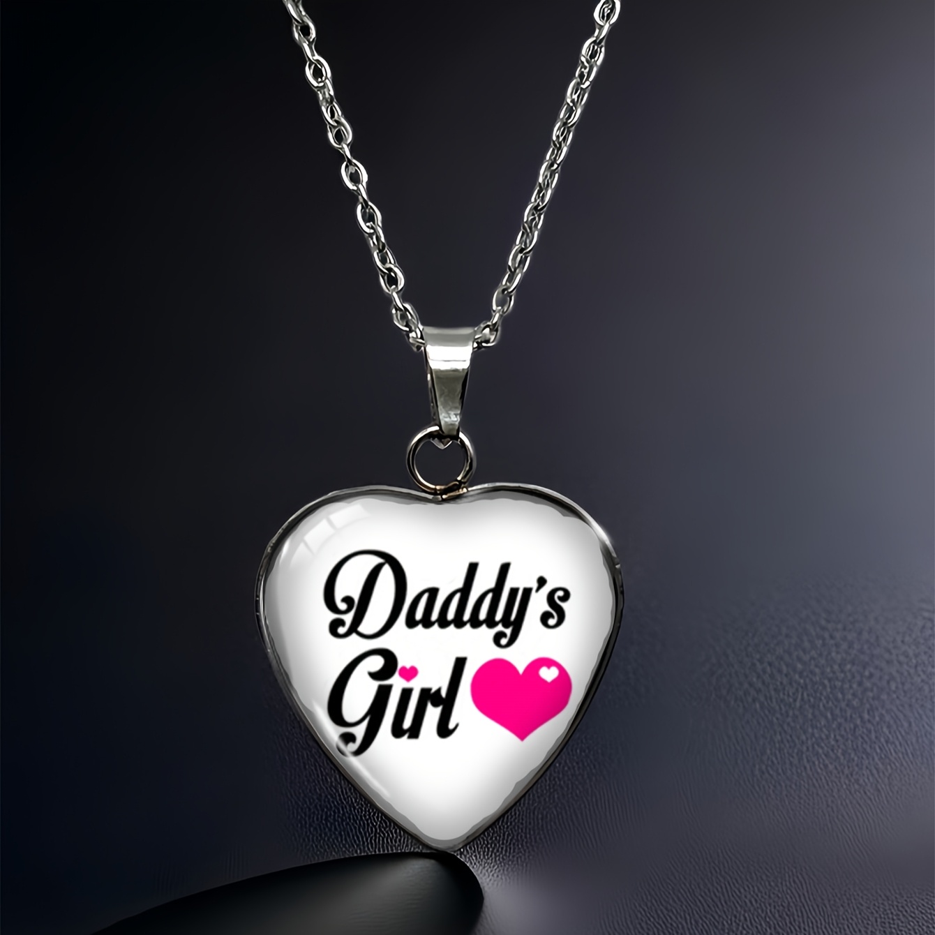 1pc Father And Daughter Pendant Necklace, Heart, Father And Daughter Jewelry