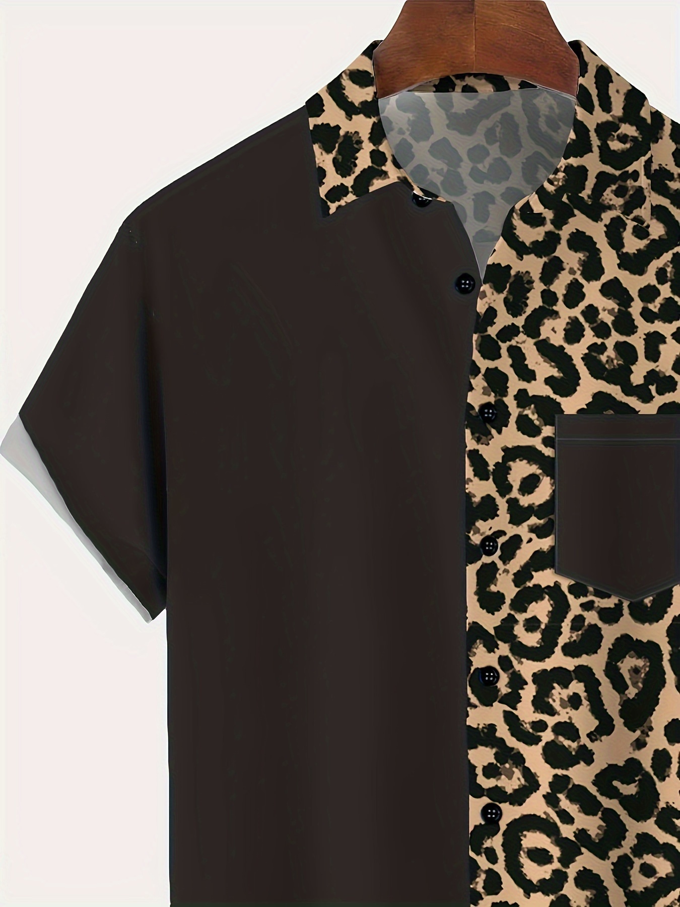 Casual Shirts Men Leopard Print Vintage Button-up Lapel Shirt 2023