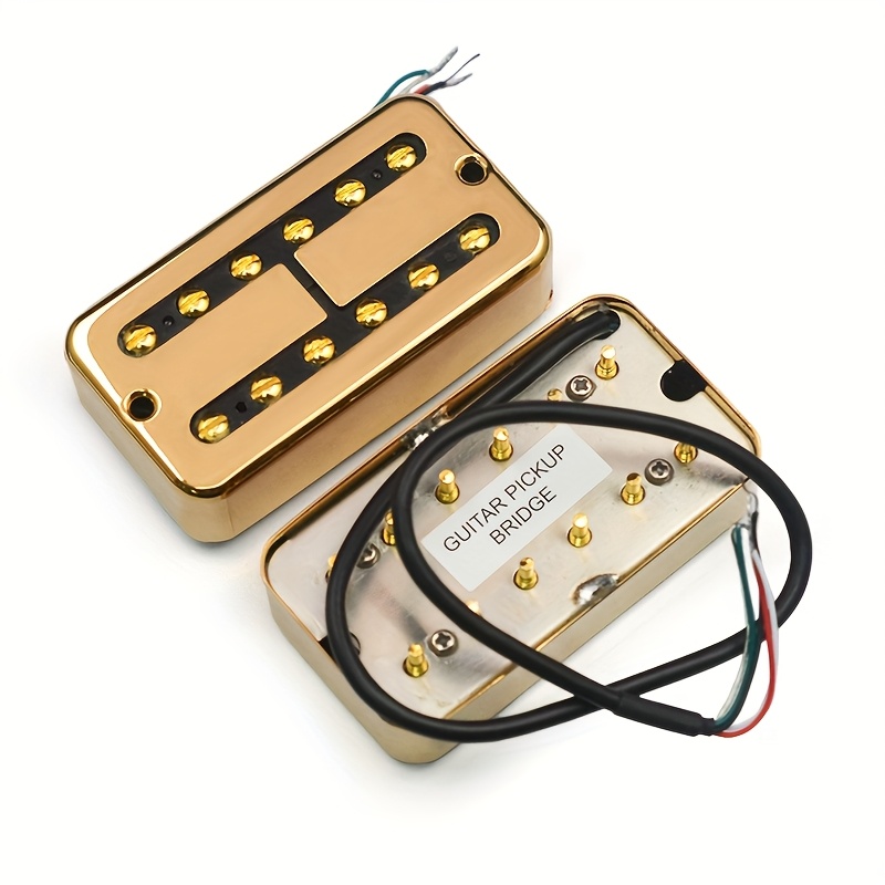 [Alnico 5 Guitar Pickup] Alnico 5 Golden/Chrome Electric Guitar Humbucker Pickup | FT Style Neck-7.5K & Bridge-8.6K Coil Splitting Pickups for Electric Guitar