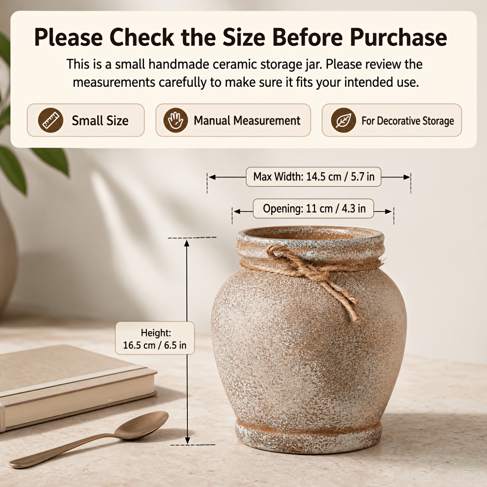 countryside storage vase rough textured jar - Temu Kuwait Handmade Ceramic Vase – Textured with Rope Detail main image 0