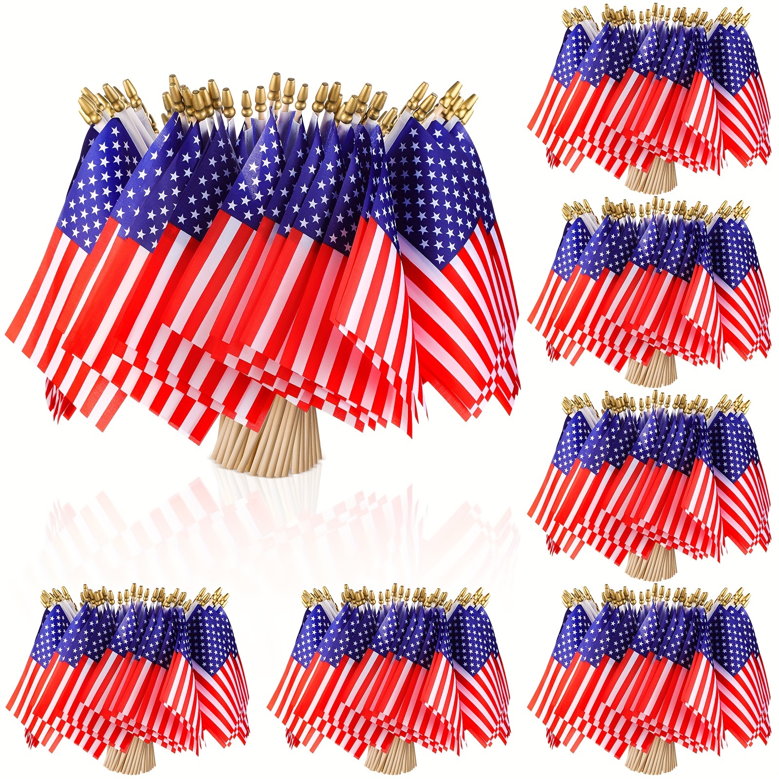 

300pcs Mini American Flags On Sticks, 5x8 Inch - Polyester, Kid-safe Spear Top, Ideal For 4th Of , & Decorations