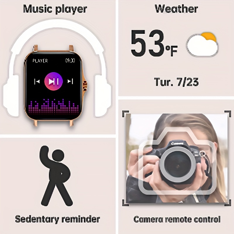 a womens smartwatch compatible with both iphone and android phones equipped with a health message review assistant multi sport mode music playback watch making it a great gift for women details 2