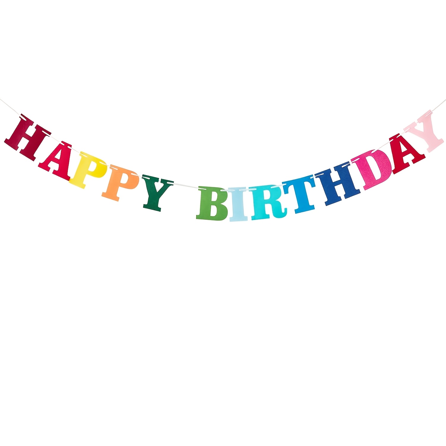 Image of Macaron Rainbow Contrast Happy Birthday Felt Banner Set, All-scene Universal Home Party Photo Full Field Atmosphere Decoration Triangular Garland
