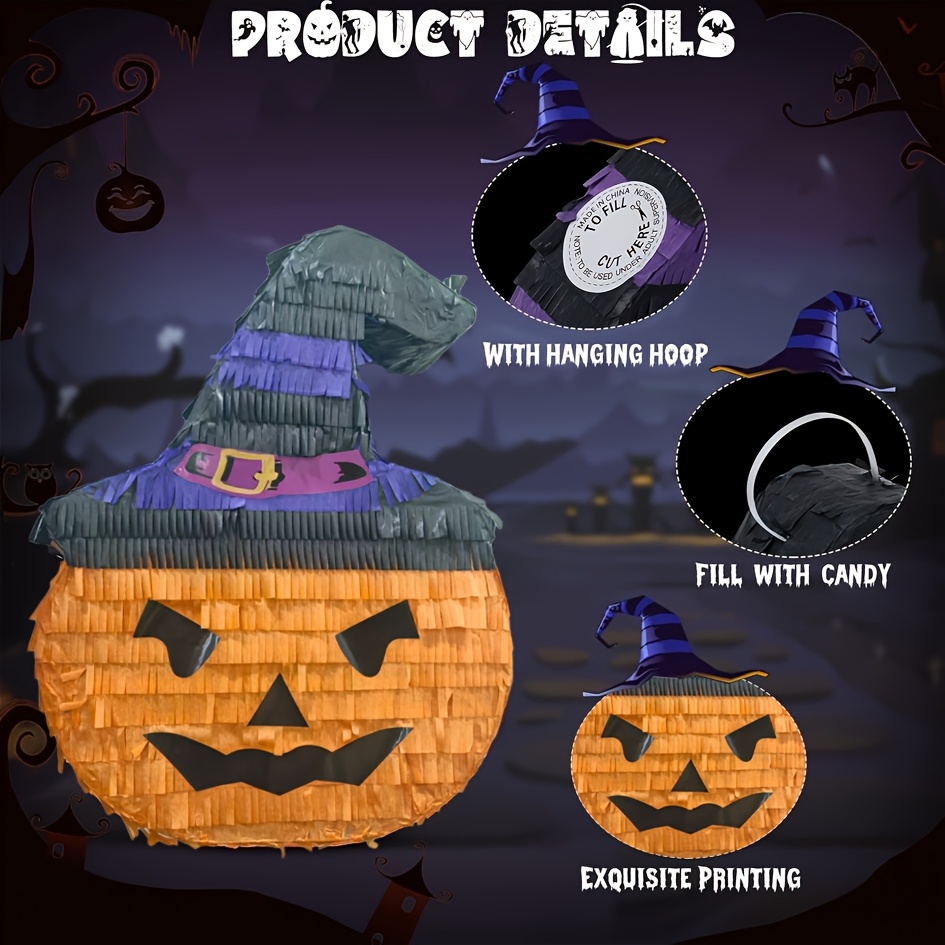 Halloween Pumpkin Piñata with Red Ribbon for Parties