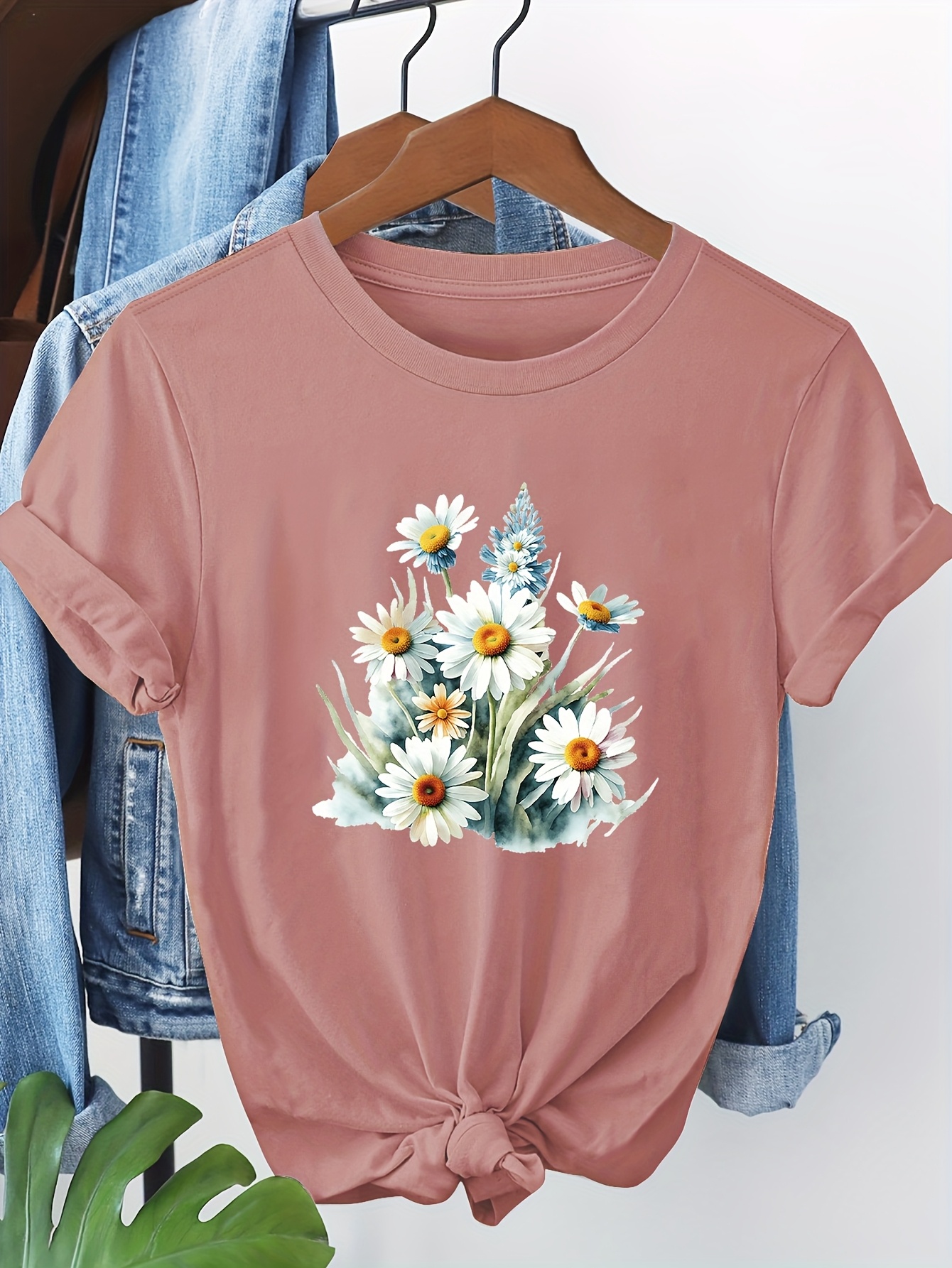 Womens Soft Basic tee Floral Tops Long Sleeves for Women White Flower Shirt for Women mom Baseball Shirts for Women Bling Bling Shirt Womens Sleeve Bohemian Floral T-shirt, Vibrant Botanical Print Tee, Women\u0027s