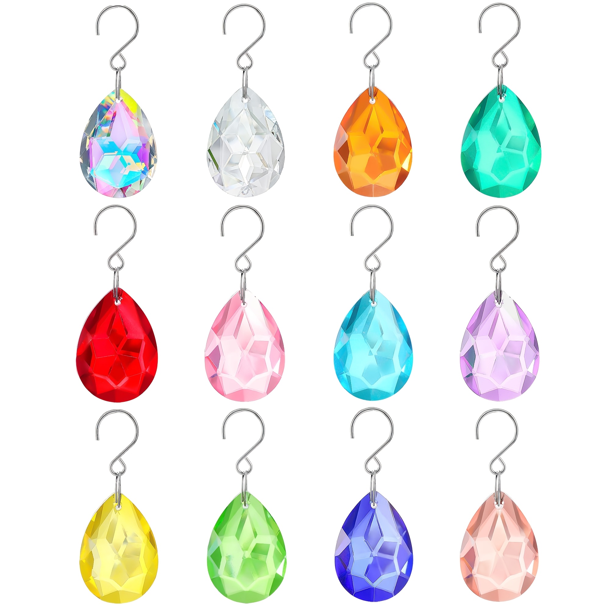 TEMU 12pcs 38mm Multicolor Crystal Suncatcher Prisms Chandelier Decor | Multicolor Crystal Chandelier Prisms Glass Beads Sun Catcher Hanging Pendants