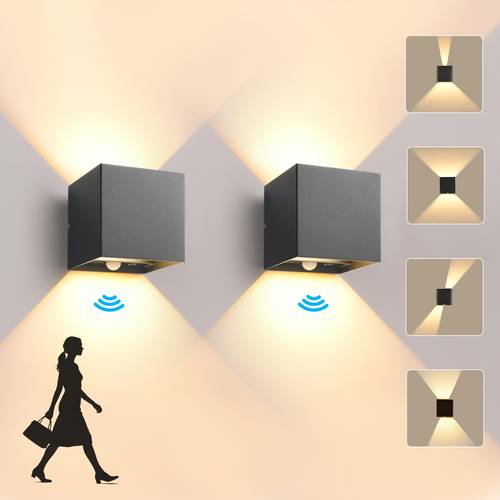 Artikelbild schwarz/ led wandleuchten mit bewegungssensor, 14w, 1540lm, innen/ , auf/ab, schwarzes aluminium, warmweiß 3000k, leuchte mit touch-steuerung, einstellbarer strahlwinkel