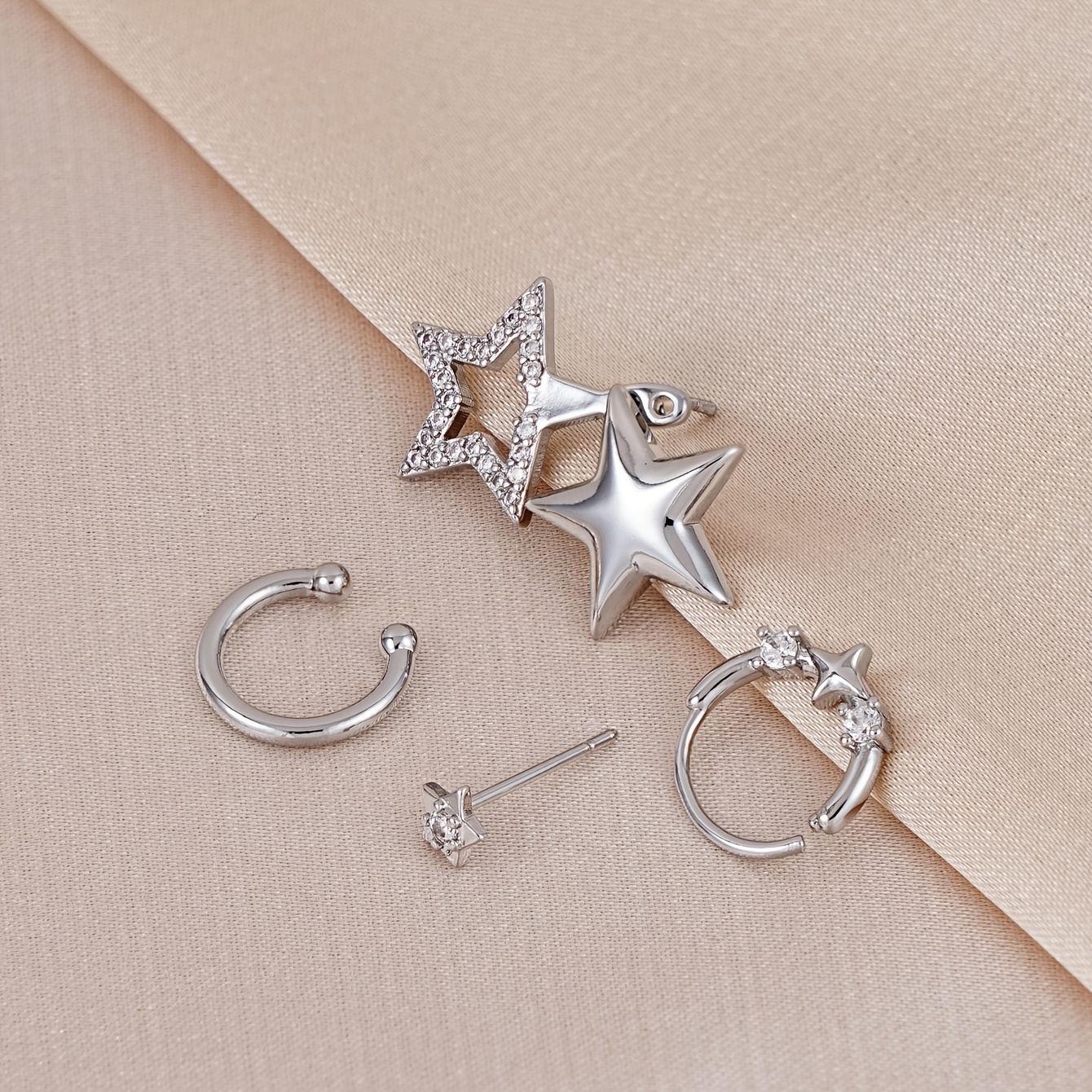 4pcs Women's Fashion Stud Earrings Set with Synthetic Zirconia