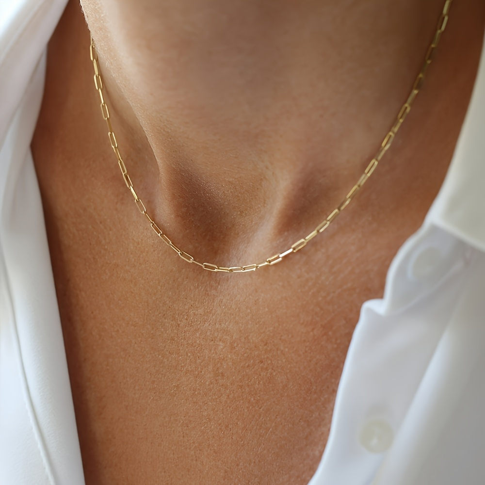 Image of Steel 316l Stainless Steel 18k Gold Plated Necklace Compatible For - Vintage Retro Straight Chain, Tarnish-resistant Gift For Christmas, Daily Wear & Parties () - 316l Steel 18k Gold Plating