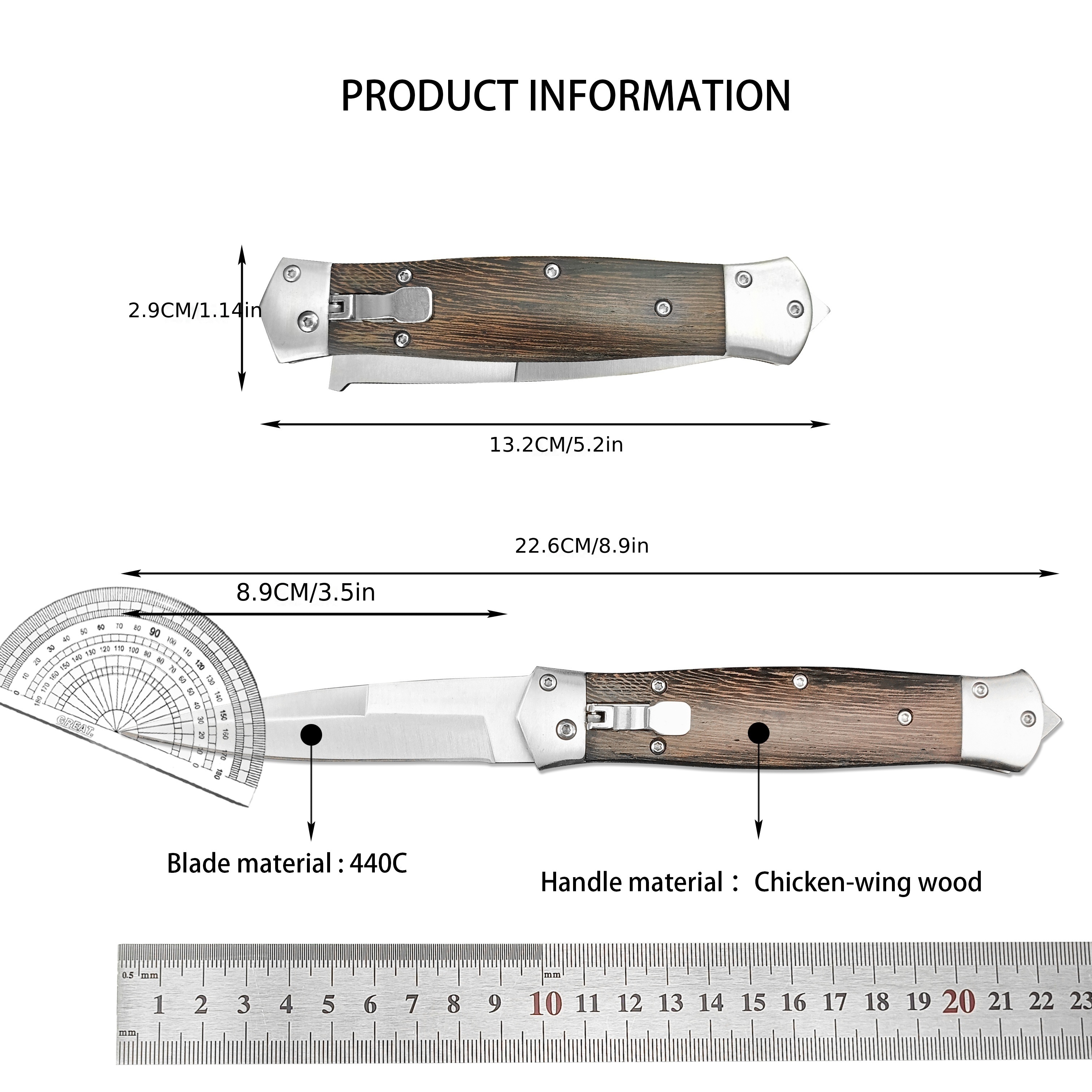 Multitool Wood Handle Folding Blade Edc Survival Knives - Temu