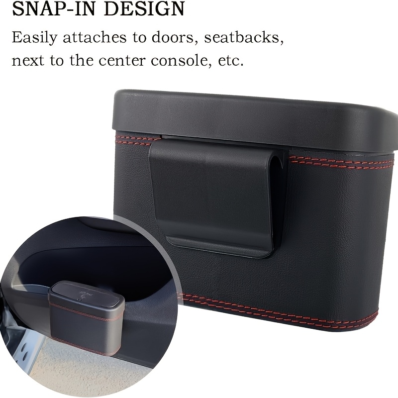 PU Leather Pop-Up Folding Car Trash Can & Storage Box - Hanging Organizer with Lid, Multifunctional Vehicle Garbage Bin Suitable for Car, Trucks,, SUVs - Compact Space-Saving for -the-