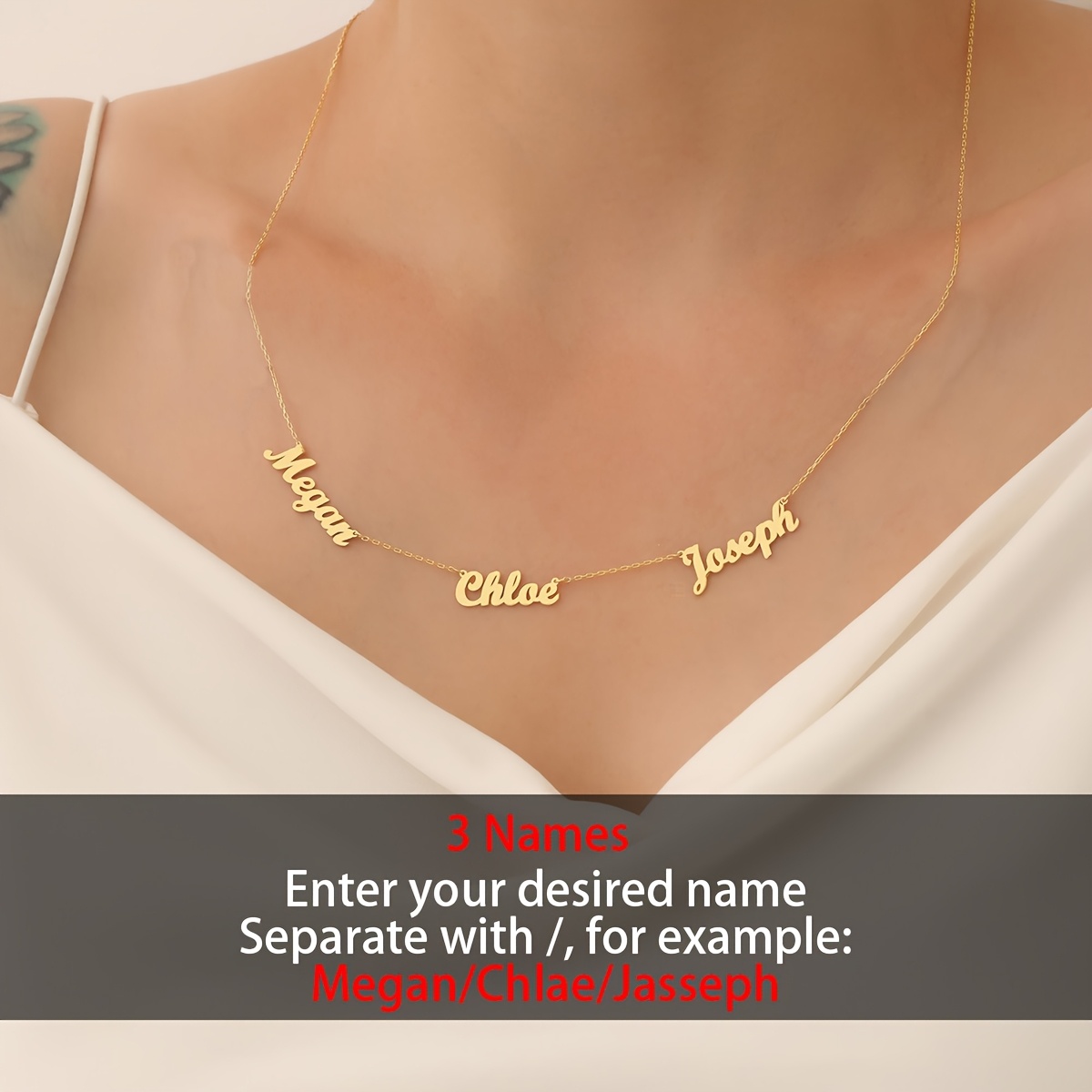 TEMU Personalized Multi-name Necklace - 304l Stainless Steel - 18k Golden Plated - Customizable With 1-5 Names - Memorial Necklace - Gift For Mother,