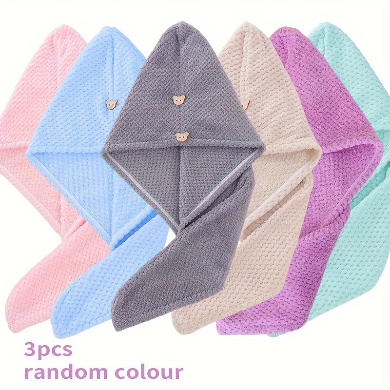 1/3pcs Random Color Microfiber Women's Hair Towel Set - Quick-drying Hair Towel, 300gsm Absorbent Soft And Comfortable Hair Drying Towel, Ideal Bathroom Accessory, Essential Daily Towel Gift
