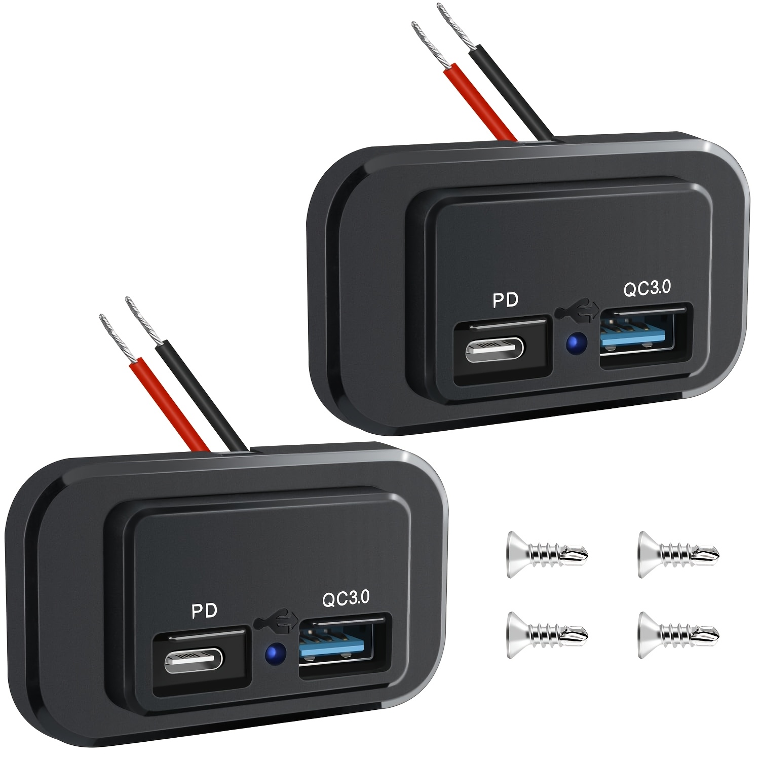 Image of 1pc 12v Usb Charger Panel, Usb Outlet Multi Switch Panel, Car Outlet Socket Power Dual Port, Automotive Car Socket Charger Adapter For Rv Marine Boat Bus Atv Motorcycle Truck
