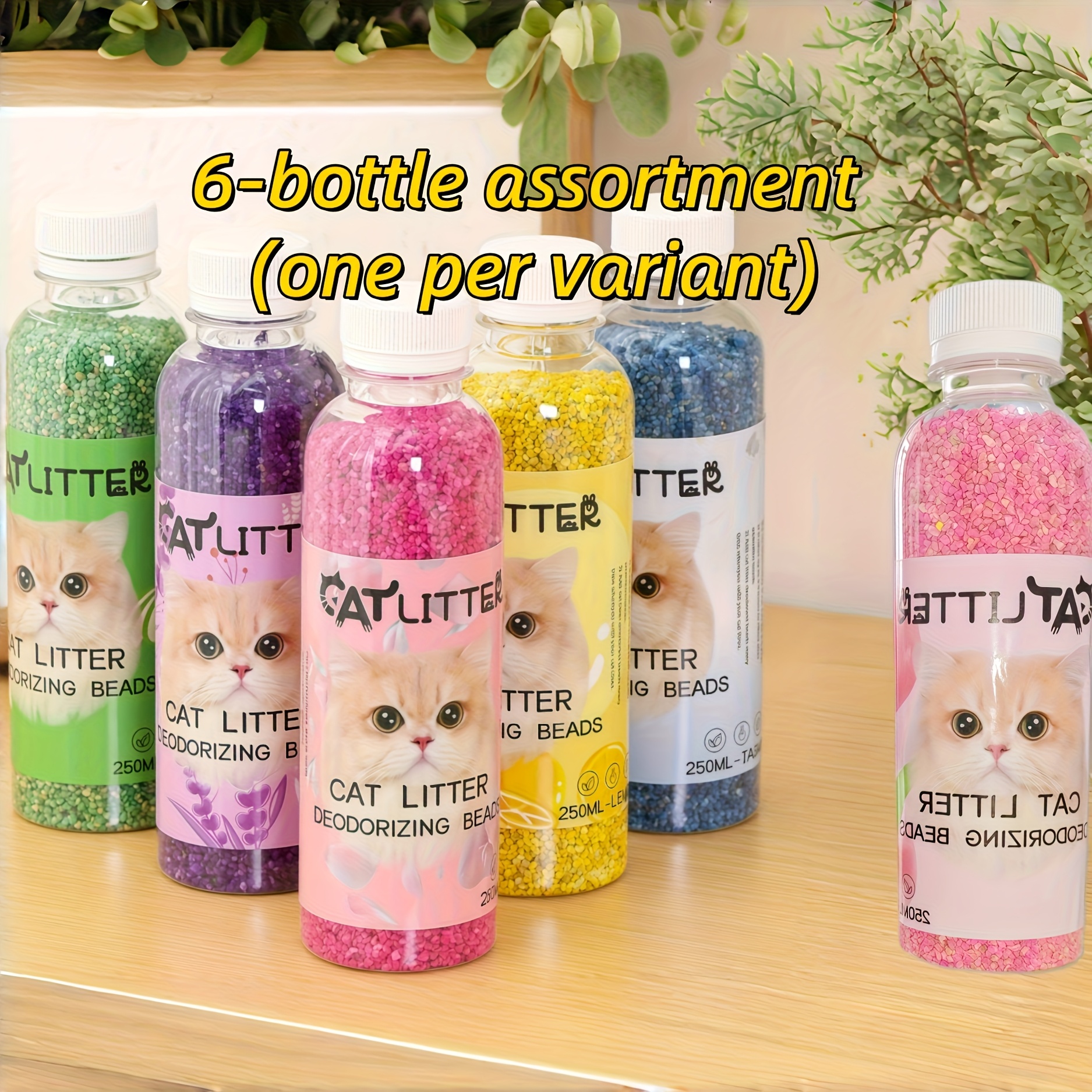 Image of 6pcs/2pcs Cat Litter Deodorizing Beads, Made Plant-based Materials, , Pet-friendly, Non-toxic, Keeping Area Clean, Cleaning Product, And Birthday Gifts, 6pcs Set With Random Colors & Scents