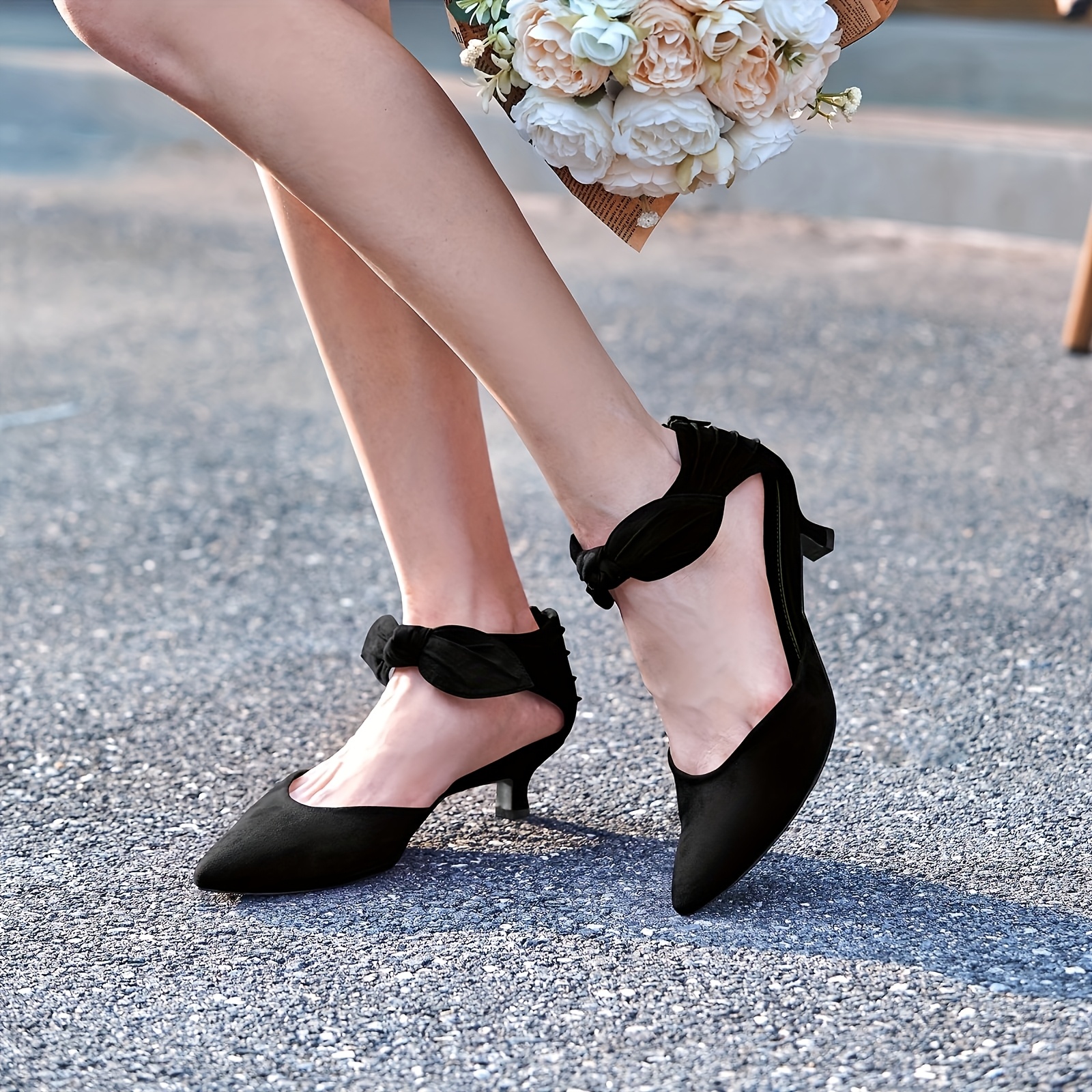 slim fit dress slacks Small Feet Lace Mesh Low Heel Leather Shoes FS15 US4.5(Eu35)=UK2.5(225mm) / Black Leather main image 0