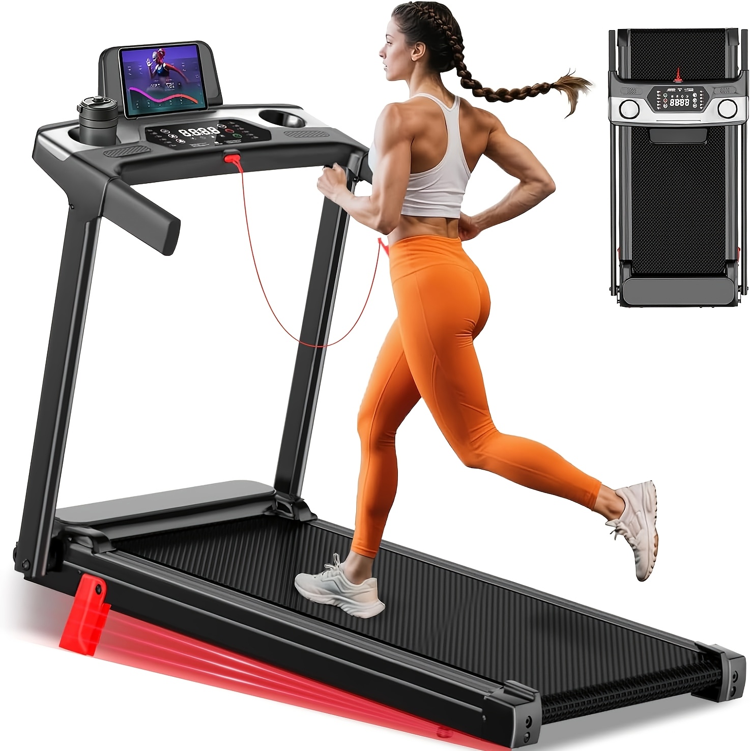 TEMU Walking Pad Treadmills For Home, With Handle Bar, 300lbs Walking Pad, Portable Folding Walking Treadmills For Home/office With , With 2.5 Quiet