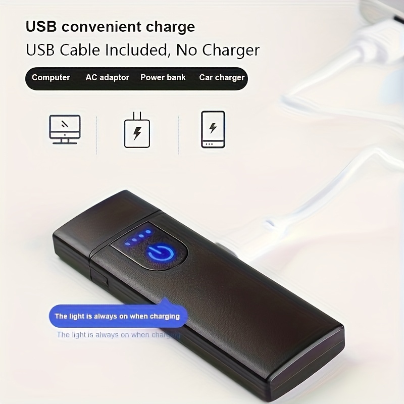Vėjo atsparus USB jutiklinis žiebtuvėlis, naujas nešiojamas elektroninis uždegimo įrenginys su ABS medžiaga – puiki dovana stovyklavimui, Valentino dienai, Padėkos dienai ir Tėvo dienai