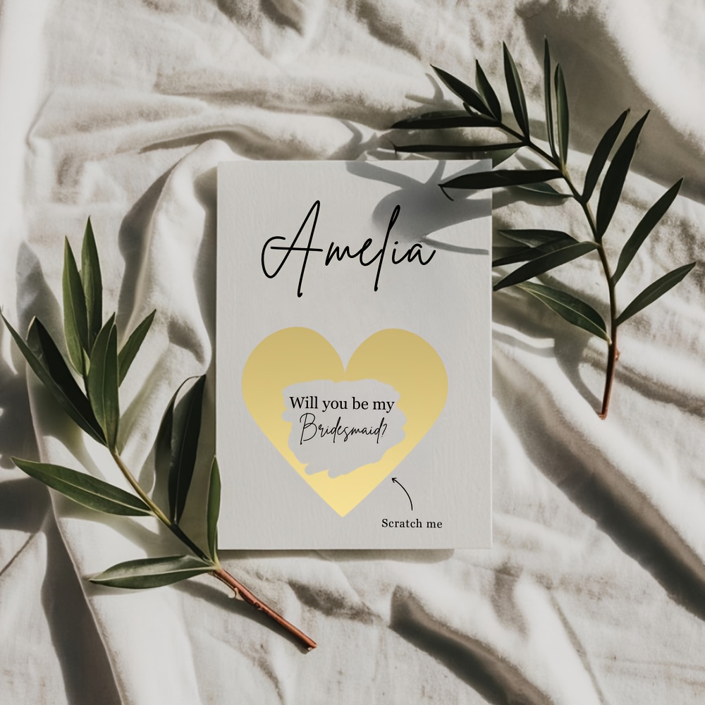 TEMU Personalized Bridesmaid Proposal Card - Custom Name & Contact , Bride' Signature/photo/ - Will You Be My Bridesmaid/maid Of Honor - Boho Chic,