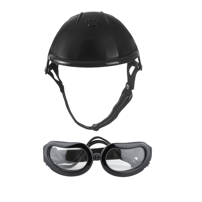 TEMU 2pcs Pet Helmet And Dog Goggles Set, Dog Glasses With Hood, Adjustable Cat Glasses, Suitable For Small Dogs For Outdoor Driving And Walking.