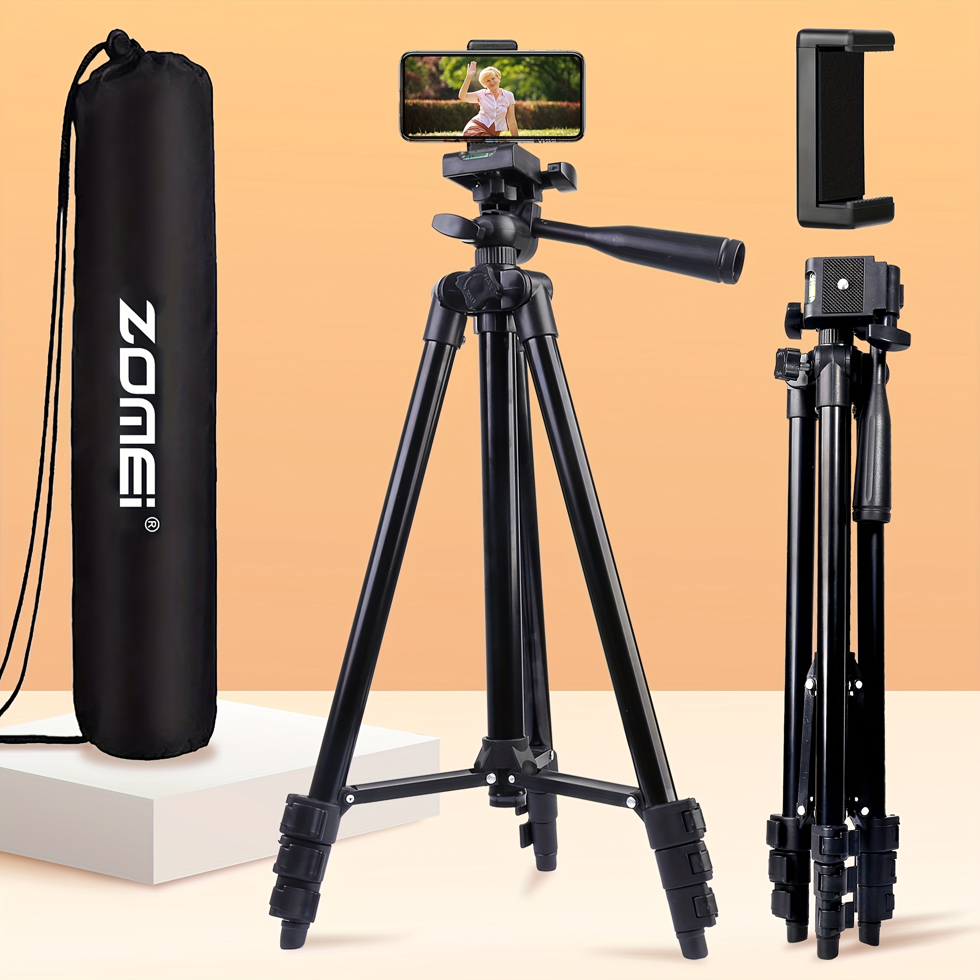 TEMU Zomei 50-inch Lightweight Portable Camera Tripod Stand With Carrying Bag - Adjustable, Durable Gear For Dslr & Mirrorless Cameras, Tripod For Photography