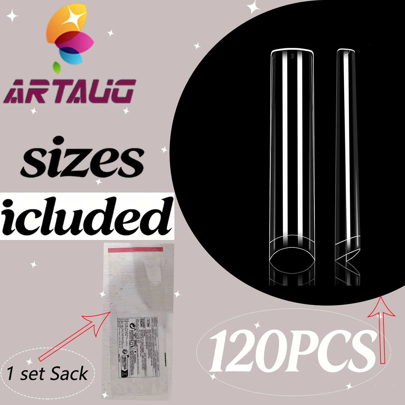 TEMU 121pcs (120pcs Transparent Nails And 1pc Packaging Bag) Premium Natural C-free Curved Nail Tip Semi-stick Professional Fake Nail Super