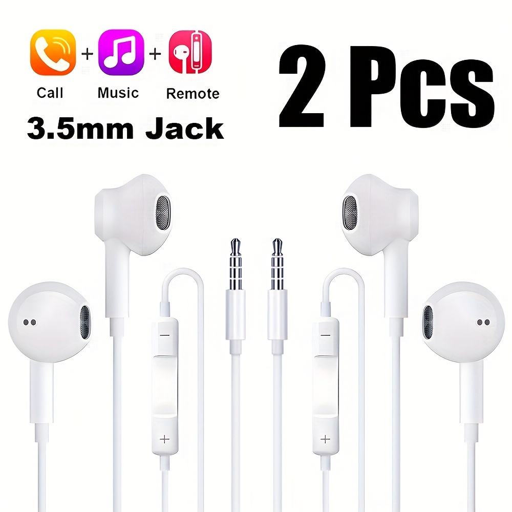 TEMU 3.5mm 2pcs Earphones High Reduction For Calls Suitable As Gifts For Men And Women 3.5mm For Mobile Phones,desktop Computers,laptops/hardware And Other 3.5mm