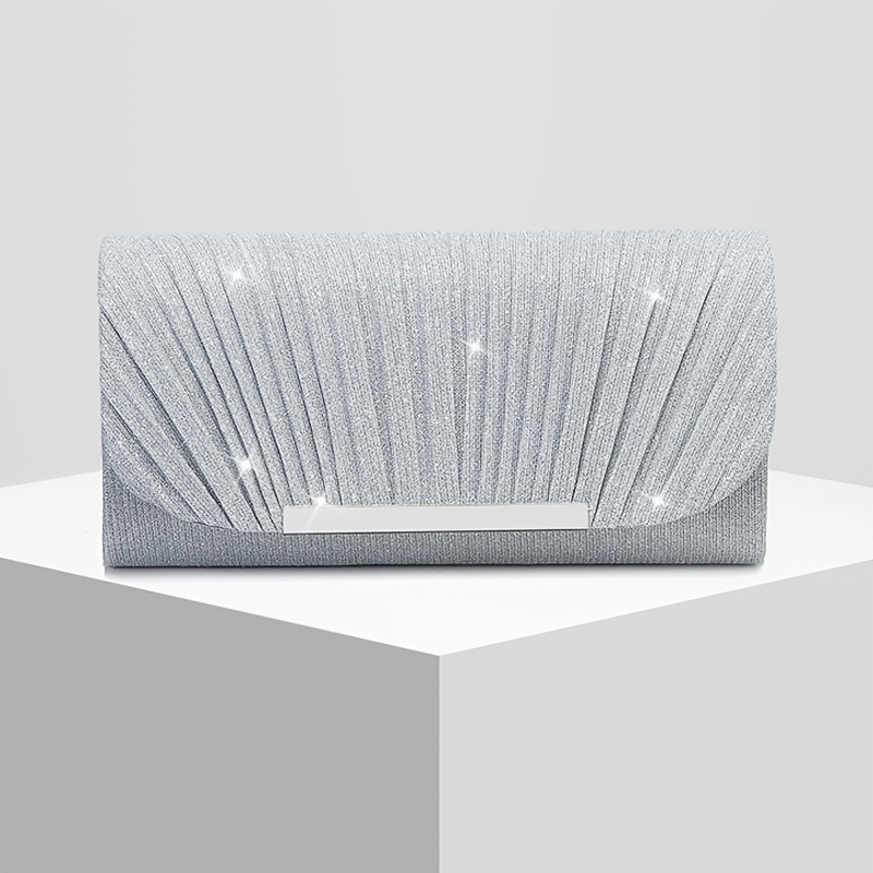 TEMU New Women's Pleated Shiny Evening Bag, Bridal Wedding Clutch, Versatile Banquet Handbag, Crossbody Bag For , Perfect For Weddings, Conferences,