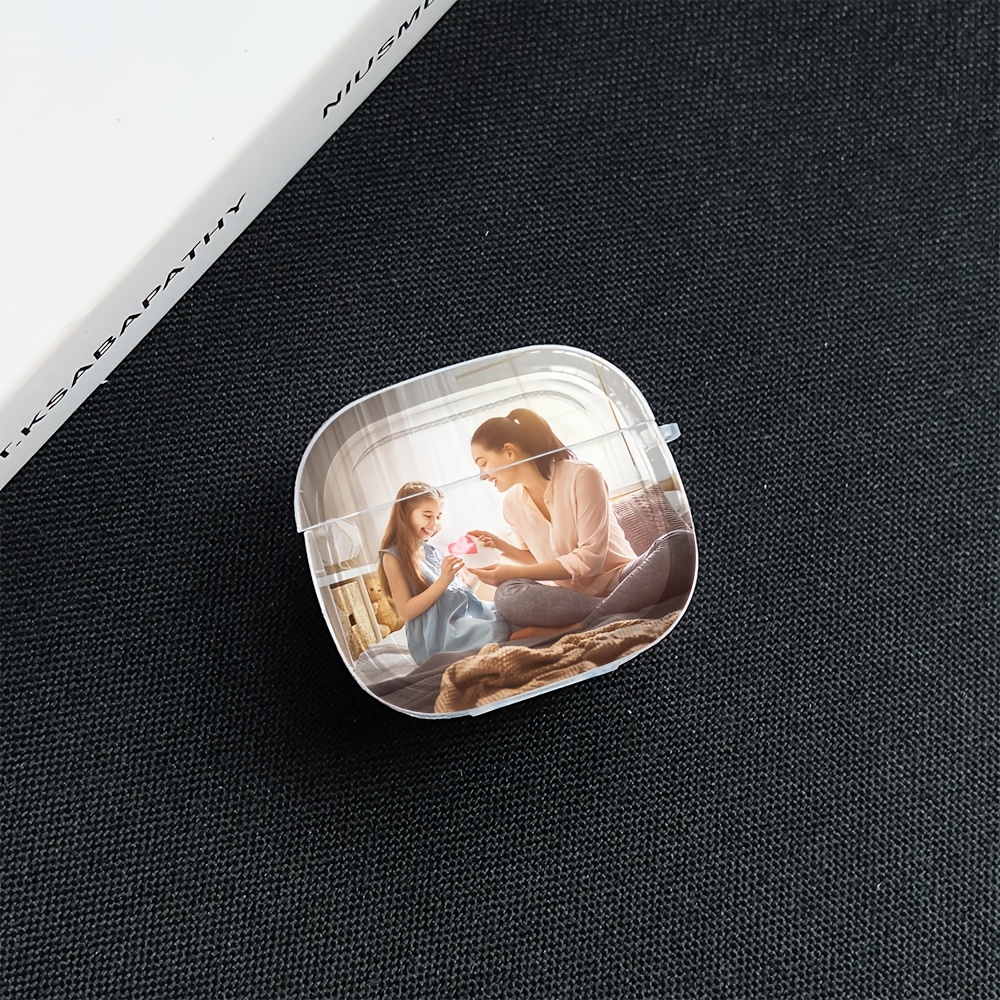 TEMU Custom 3d Personalized Diy Photo Uv Printed Luxury Earphone Case, Made Of Clear Acrylic Material, For /airpods 3/airpods 4/airpods Pro/airpods