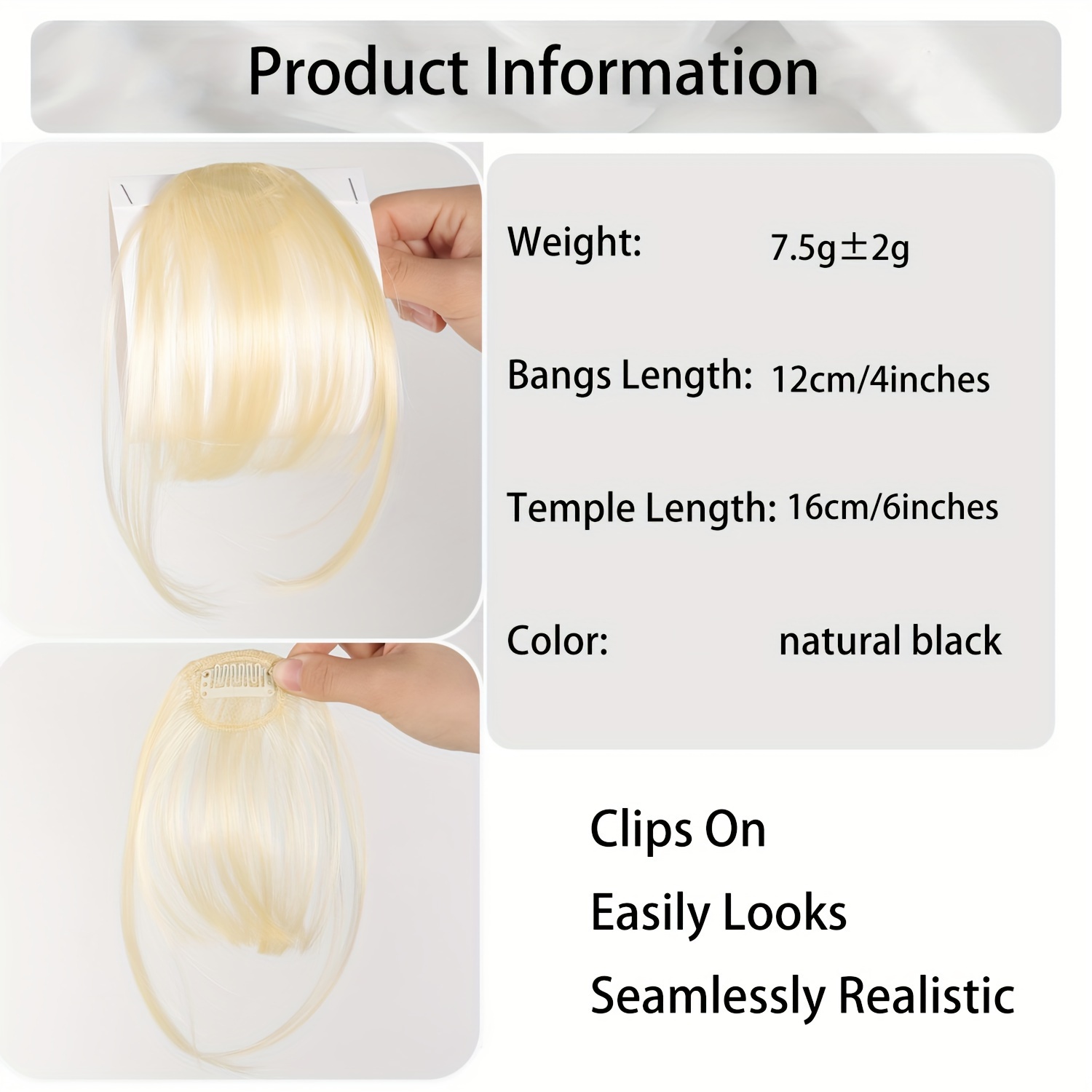 womens straight synthetic clip in hair bangs extension natural looking air fringe hairpiece invisible clip hair   7 5g basics style details 14