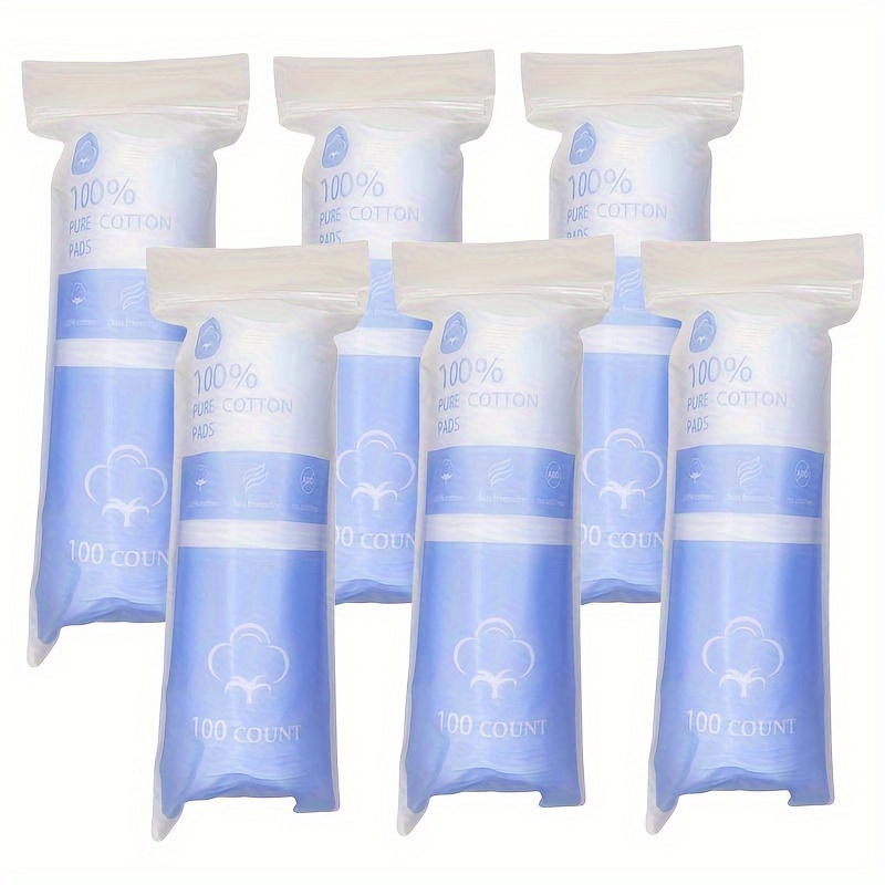 TEMU 600 Count ( Pack Of 6) Round Pads - Premium Pads, Double-sided Makeup Remover, & Hypoallergenic, Perfect For , Face & Eye Cleansing Care