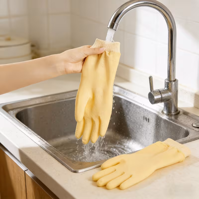 thick dishwashing cleaning gloves pvc material warm waterproof reusable suitable for home kitchen bathroom and outdoor use Product details 1