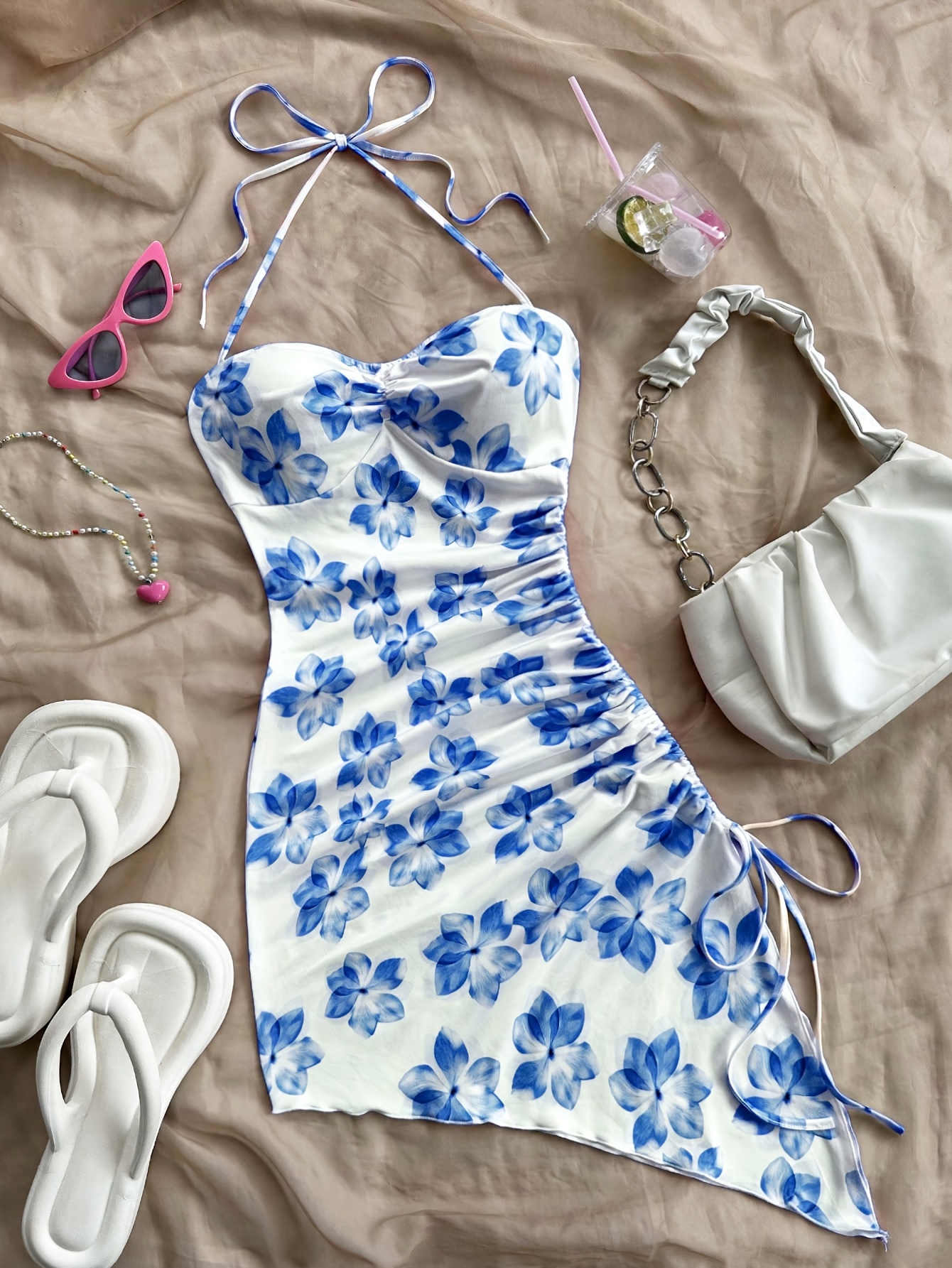 blue and white floral bodycon dress Chic Butter Yellow Mini Dress for Women