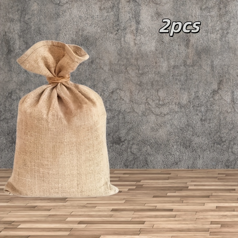 TEMU 2-pack Thickened Large Jute Bags, 40x60cm, Gardening And Outdoor Lawn Games, Reusable Storage Bags, Flower Pot Jute Bags, High-quality Planting