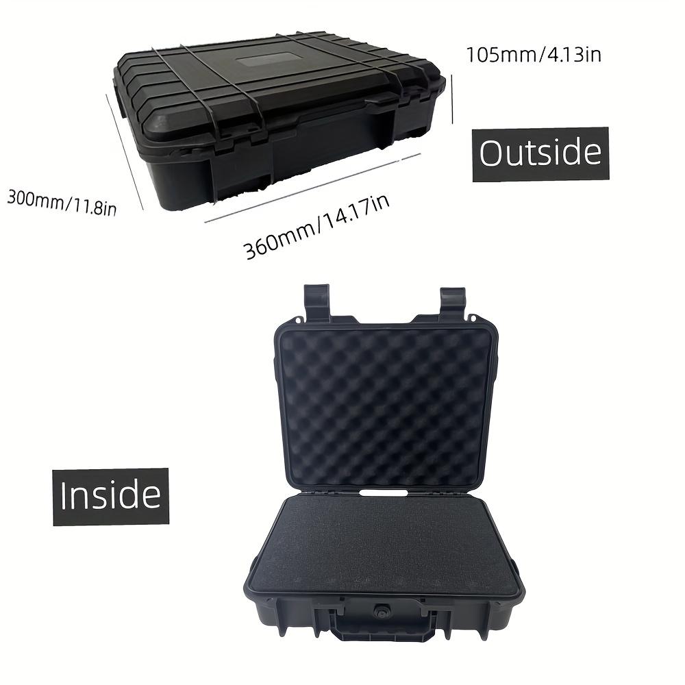TEMU 1pc Hard Carry Case Bag Tool Case With Pre-cut Sponge Storage Box Safety Protector Organizer Hardware Toolbox Impact Resistant