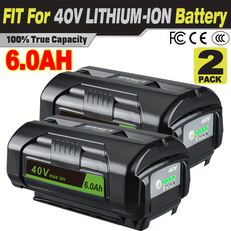 TEMU 2pcs 6000mah High-capacity 40v Battery Replacement With Led Indicator - Compatible With All 40volt Lithium-ion Batteries, Including Op4060,