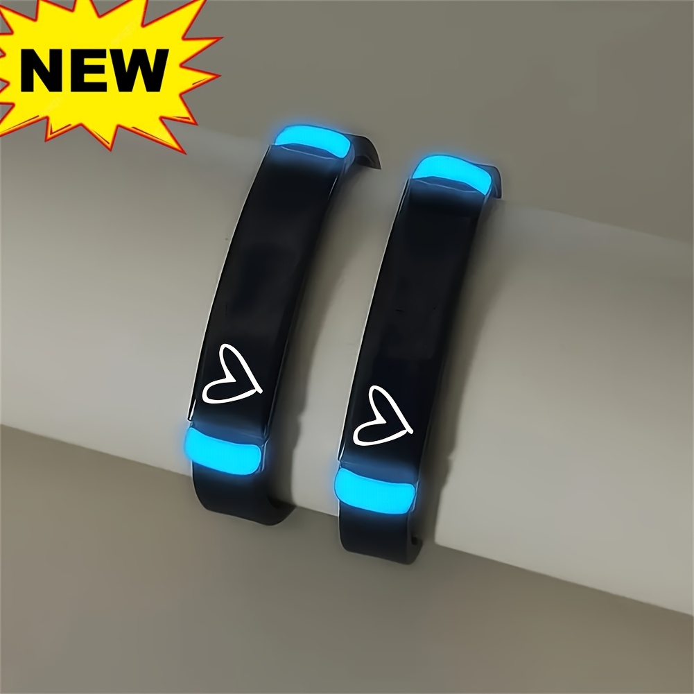 TEMU 2pcs Personalized Glow In The Dark Sun And Moon Silicone Bracelets For Couples, Lovers His Hers Matching Wristband Set For Bf Gf Wife Husband,