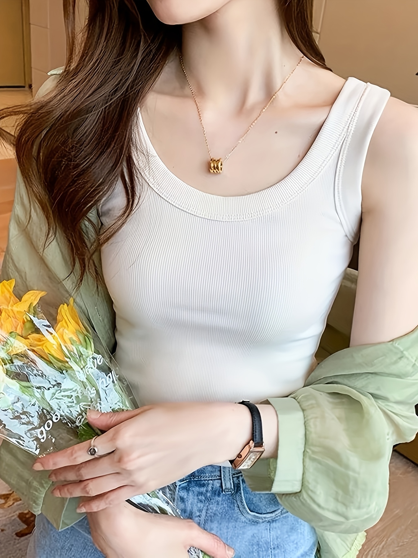 top camisole sexy de cintura   com elasticidade - 95% poliéster 5% elastano, design antiderrapante sem costuras, top de alças   redonda cor   para mulheres, lavável à máquina para   verão outono uso  