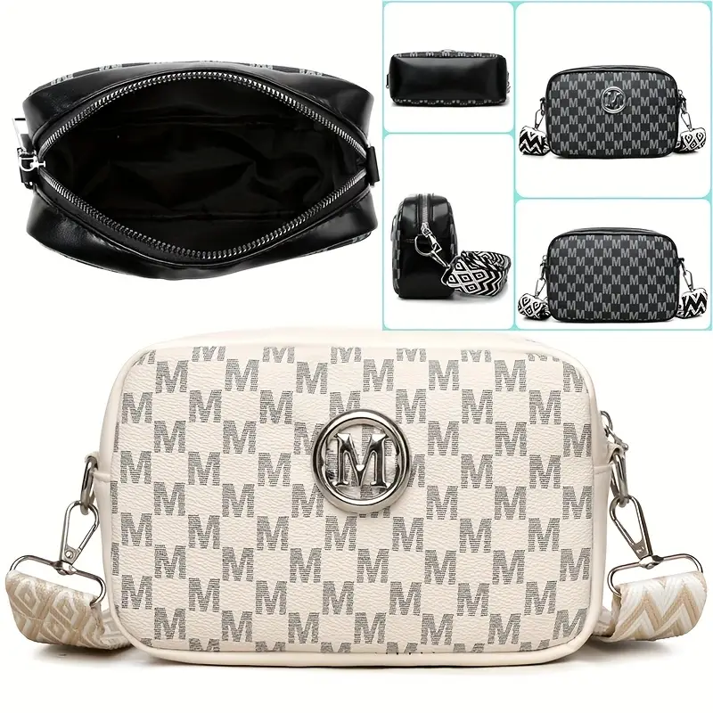 perfect lily mini crossbody bag black white check pattern adjustable strap zip closure lightweight multi use shoulder tote bag for everyday pattern bag zippered closure small purse details 3