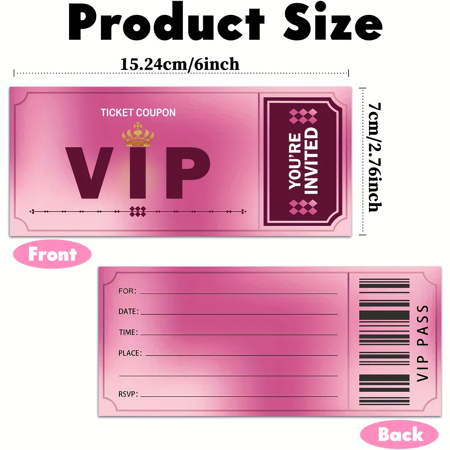 E-shop 12 Stück rosa Geburtstagsparty-Einladungen, Film-VIP-Tickets, Party-Einladungen, Babyparty, Dekorationen und Zubehör für Geburtstagsfeiern von