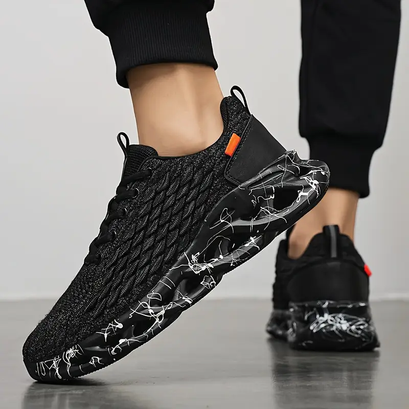 mens breathable running shoes non slip sneakers for lace up athletic footwear details 5
