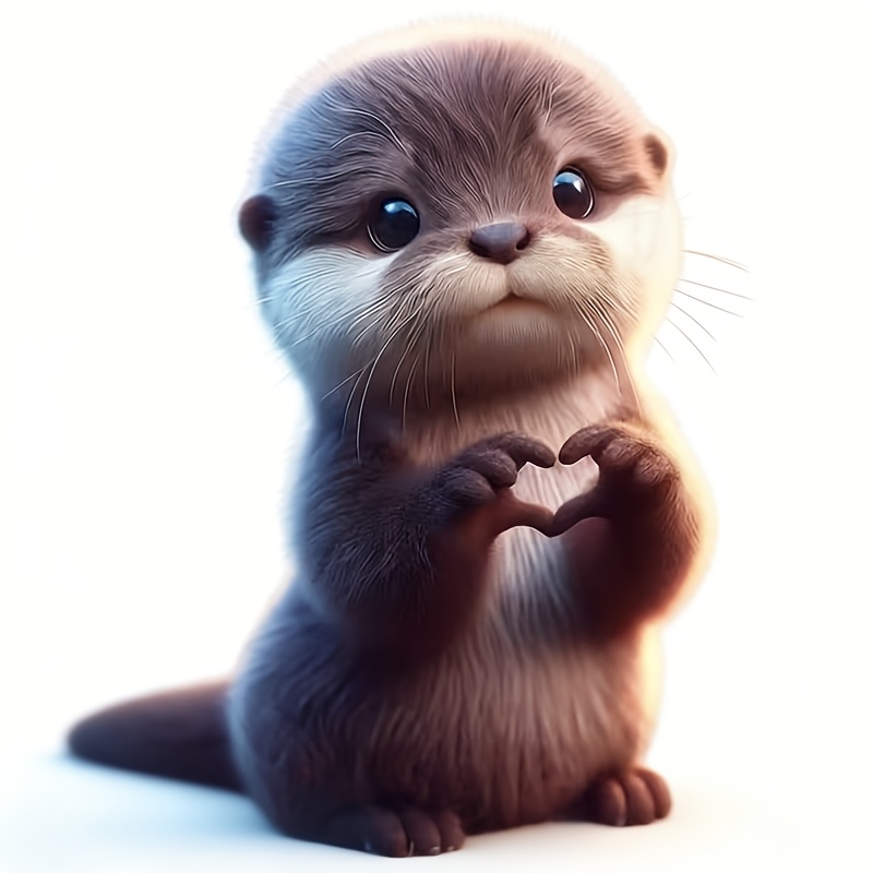 7-inch Heart-shaped Otter Vinyl Sticker, Suitable For Cars, Laptops, Bottles, Trucks, Phones, Motorcycles, Windows, Walls, And Cups